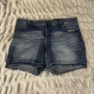 Chelsea Studio Denim Shorts Women 22W Blue Stretch Jean Cutoff Frayed Hem Casual